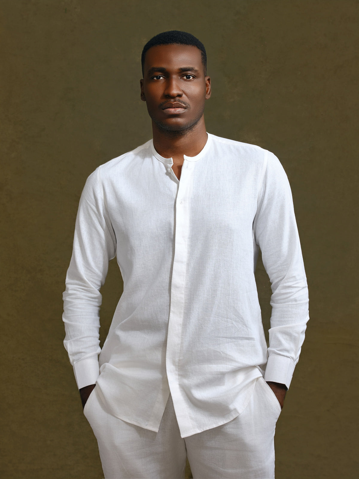 Men's Linen Long Sleeve Trouser Set