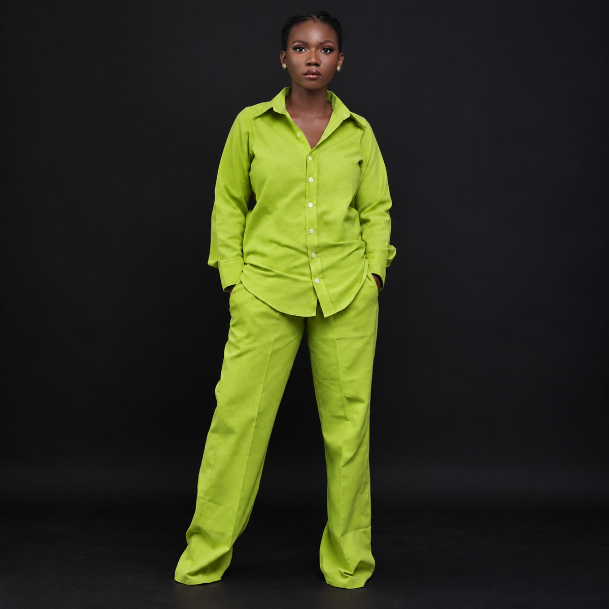 Linen long sleeve shirt with trouser