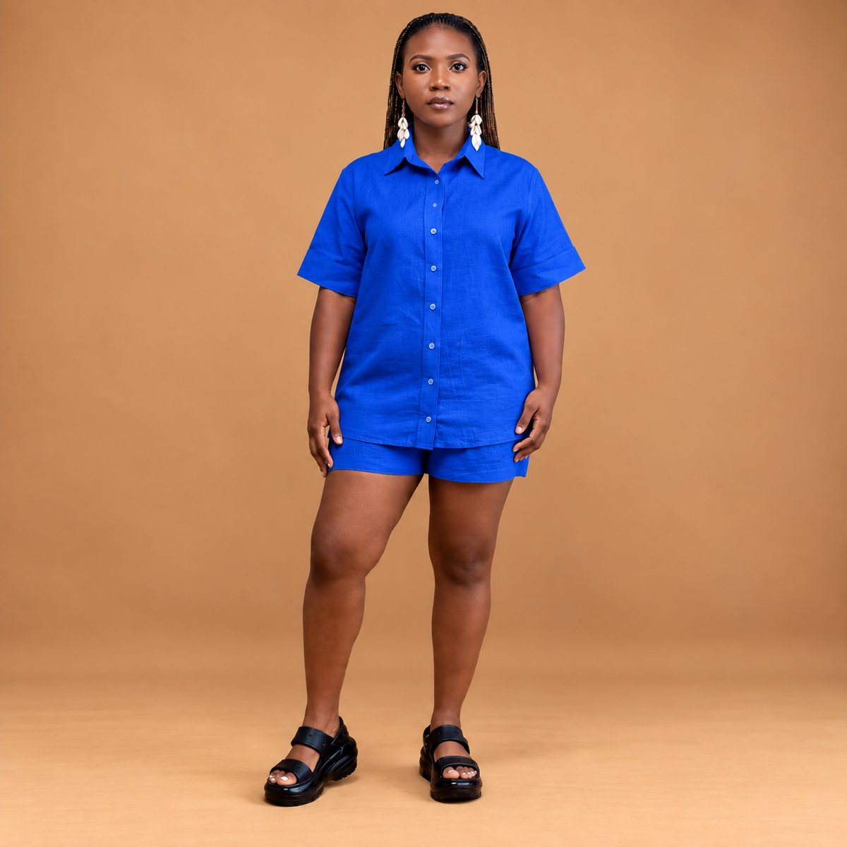 Linen short sleeve shirt with shorts
