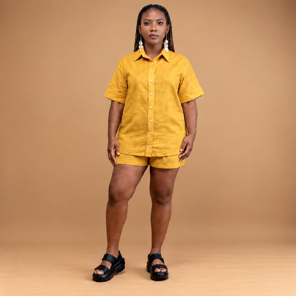 Linen short sleeve shirt with shorts